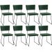 Kit 8 Cadeiras Decorativa Estofada Sala De Jantar Base Aço Allana L02 Facto Verde Musgo - Lyam Decor