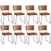Kit 8 Cadeiras Decorativas Estofada Sala De Jantar Base Aço Allana L02 Couríssimo Camel - Lyam Decor