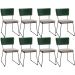 Kit 8 Cadeiras Decorativas Estofada Sala Jantar Allana L02 Facto Verde Musgo Linho Bege - Lyam Decor