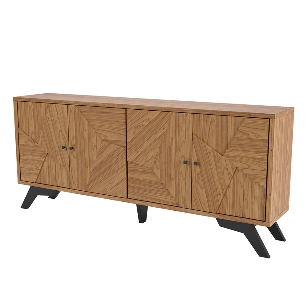 Kit Aparador Buffet 04 Portas Messina Com Mesa De Centro Ferrara D03 Freijó Off White - Lyam Decor