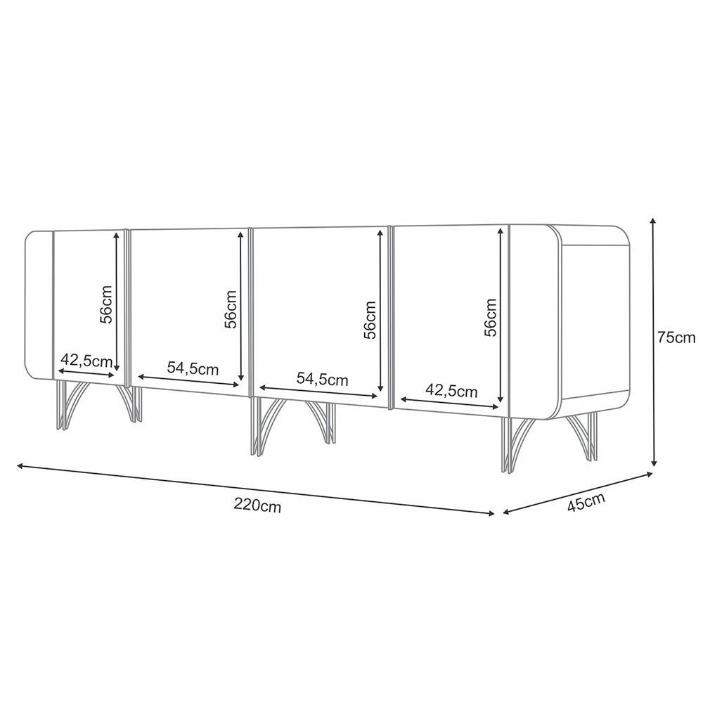 Kit Aparador Buffet Bar Living Santiago com Cristaleira Adega Síria B01 Cinamomo Off White - Lyam