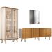 Kit Aparador Buffet Living Santiago Cristaleira Adega Síria e Espelho Ibiza B01 Cinamomo Off - Lyam