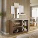 Kit Aparador Buffet Para Sala Com Espelho Decorativo 91cm Atlanta N01 Off White Imbuia - Lyam Decor