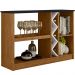 Kit Aparador Buffet Para Sala Estar Com Espelho Decorativo 91cm Atlanta N01 Ypê Preto - Lyam Decor