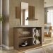 Kit Aparador Buffet Para Sala Estar e Espelho Decorativo 91cm Atlanta N01 Imbuia Preto - Lyam Decor