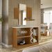 Kit Aparador Buffet Para Sala Estar e Espelho Decorativo 91cm Atlanta N01 Ypê Off White - Lyam Decor
