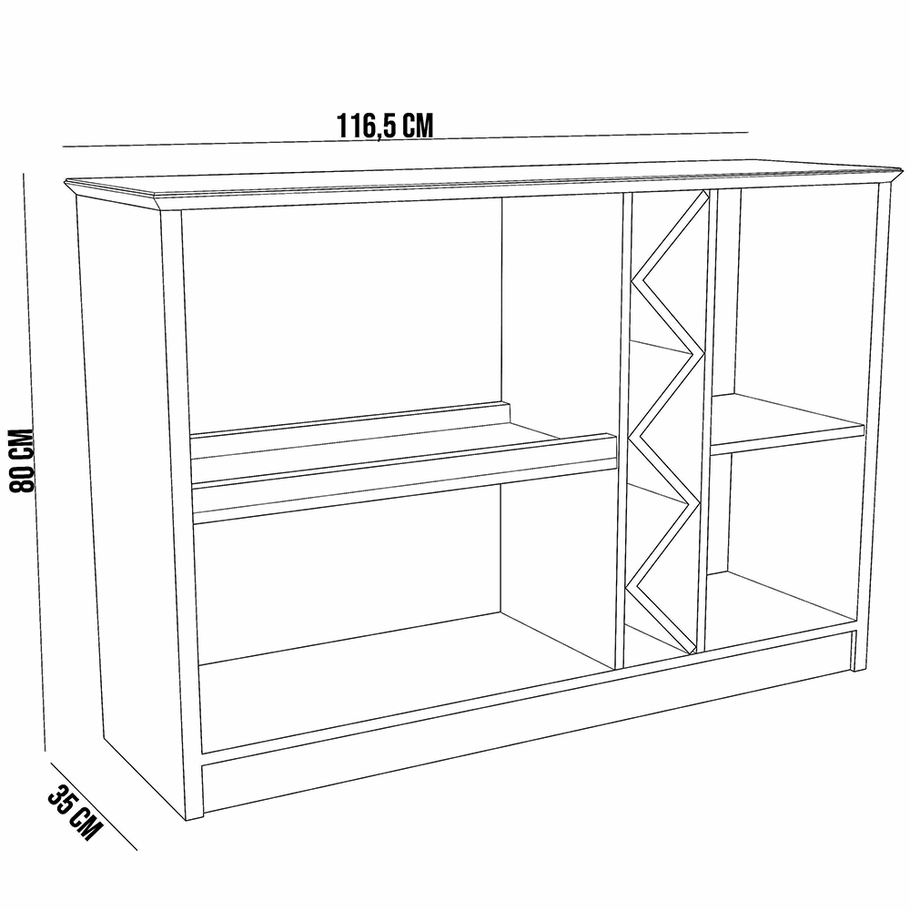 Kit Aparador Buffet Para Sala Estar e Espelho Decorativo 91cm Atlanta N01 Ypê Off White - Lyam Decor