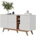 Kit Aparador Buffet Sala De Jantar Íris C04 Off Matte Freijó Com Espelho Adnet 54 cm Preto - Lyam