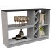 Kit Aparador Buffet Sala de Estar e Espelho Decorativo 91cm Atlanta N01 Off White Preto - Lyam Decor