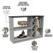 Kit Aparador Buffet Sala de Estar e Espelho Decorativo 91cm Atlanta N01 Off White Preto - Lyam Decor