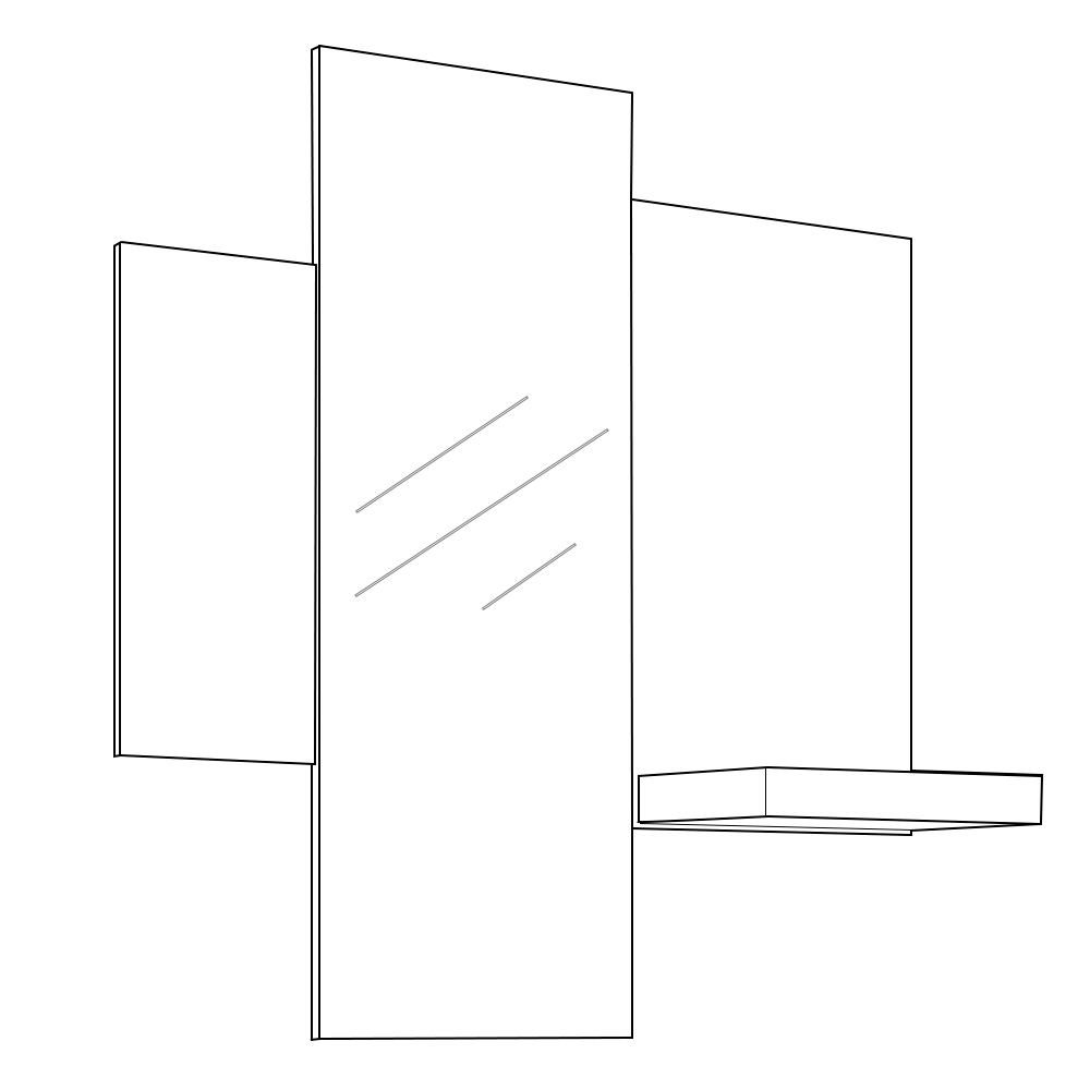 Kit Aparador Buffet Sala de Estar e Espelho Decorativo 91cm Atlanta N01 Off White Preto - Lyam Decor