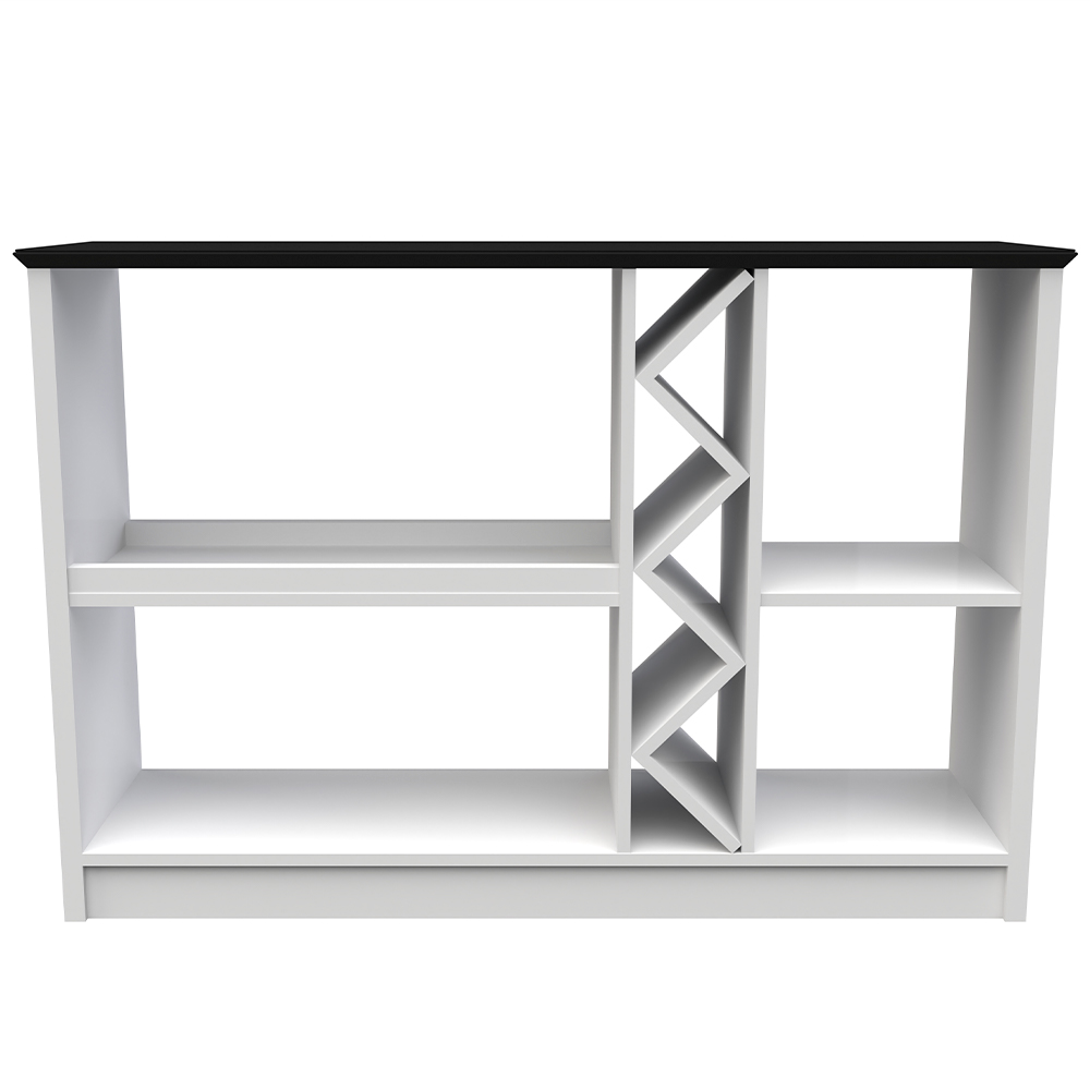 Kit Aparador Buffet Sala de Estar e Espelho Decorativo 91cm Atlanta N01 Off White Preto - Lyam Decor