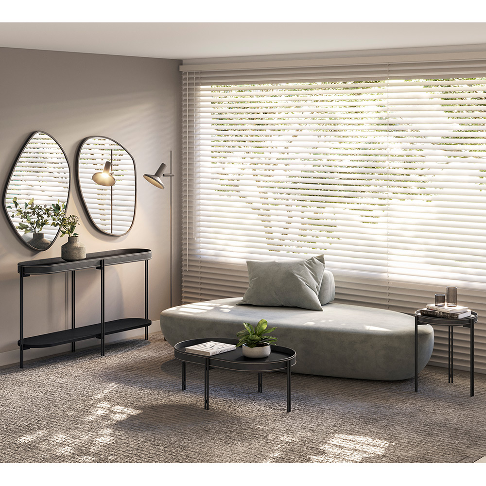 Kit Aparador Decorativo Sala de Estar com Mesa de Centro e Mesa Canto Nord L05 Preto - Lyam Decor