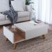 Kit Aparador Para Sala De Estar Com Mesa De Centro Meira C04 Off White Matte Freijó - Lyam
