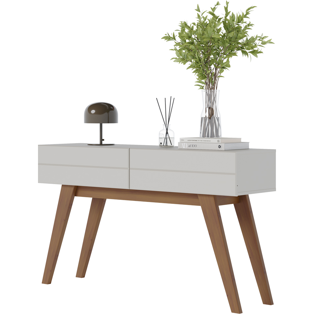 Kit Aparador Para Sala De Estar Com Mesa De Centro Meira C04 Off White Matte Freijó - Lyam