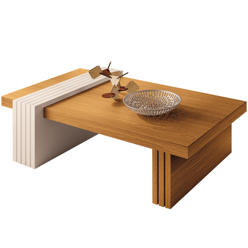 Kit Aparador Para Sala De Estar Com Mesa de Centro Lord B01 Cinamomo Off White - Lyam Decor