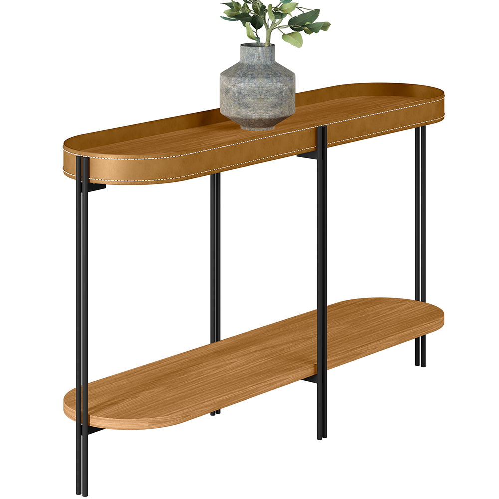 Kit Aparador Para Sala Estar Industrial com Mesa Centro Caramelo Nord L05 Nature Preto - Lyam Decor