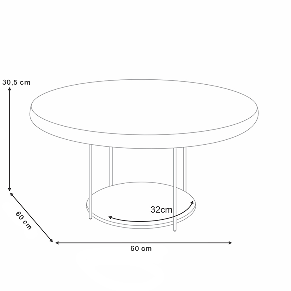 Kit Aparador Para Sala Friesen com 02 Mesas de Centro Redonda Allure B01 Off White - Lyam Decor