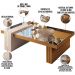Kit Aparador Sala De Estar Com Mesa de Centro Espelhada Lord B01 Cinamomo Off White - Lyam Decor