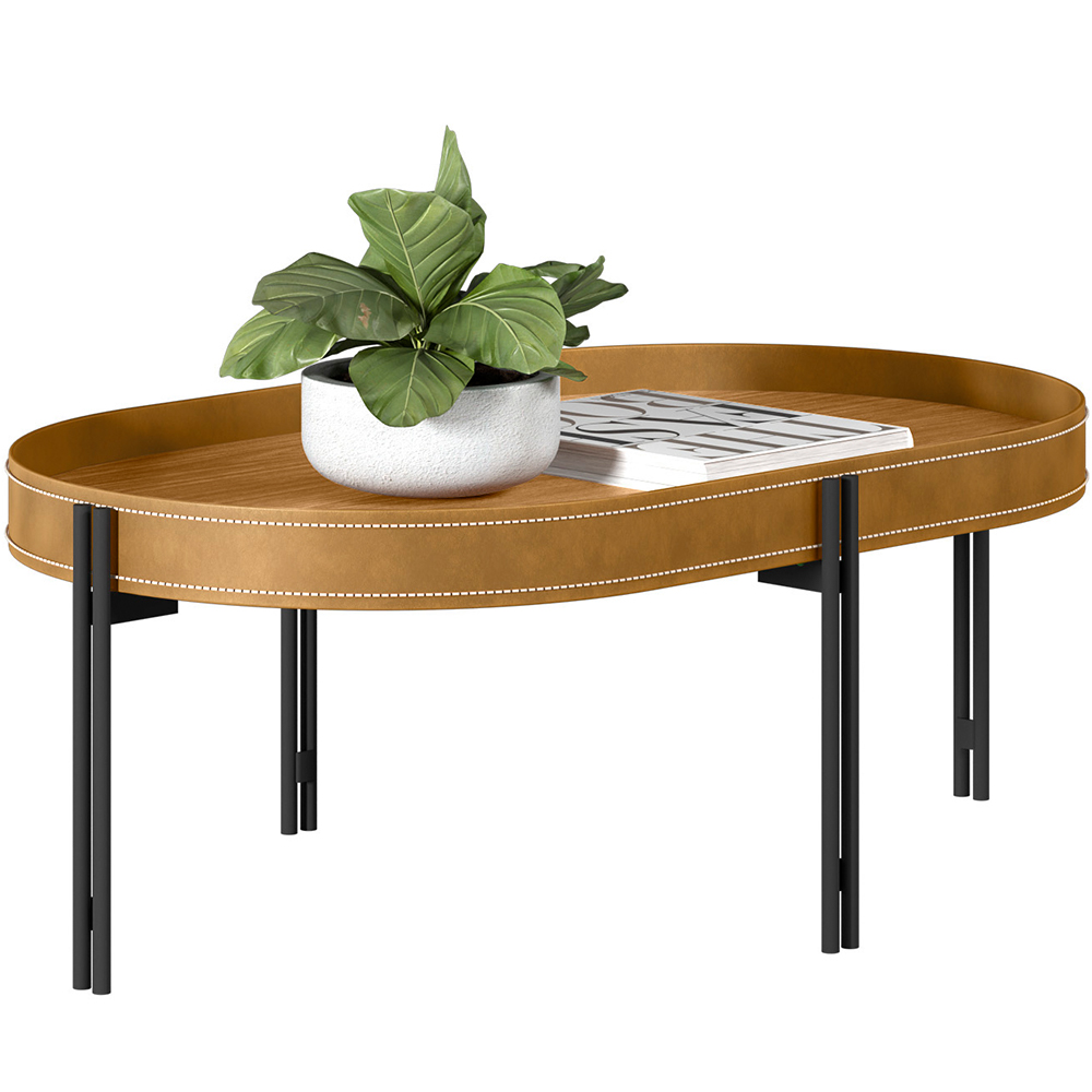 Kit Aparador Sala de Estar com Mesa Centro e Mesa Canto Caramelo Nord L05 Nature Preto - Lyam Decor