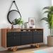 Kit Aparador Valentim B01 com Espelho Adnet 54cm e Cristaleira Dominic Preto Nature - Lyam Decor