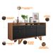 Kit Aparador Valentim B01 com Espelho Adnet 54cm e Cristaleira Dominic Preto Nature - Lyam Decor
