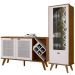 Kit Balcão Buffet Para Sala Com Cristaleira Nicho Adega Led Atlanta N01 Ypê Off White - Lyam Decor