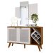 Kit Balcão Buffet Para Sala Estar Com Espelho Decorativo 91cm Atlanta N01 Off White Ypê - Lyam Decor