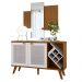 Kit Balcão Buffet Para Sala Estar Com Espelho Decorativo 91cm Atlanta N01 Ypê Off White - Lyam Decor