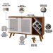 Kit Balcão Buffet Para Sala Estar Com Espelho Decorativo 91cm Atlanta N01 Ypê Off White - Lyam Decor
