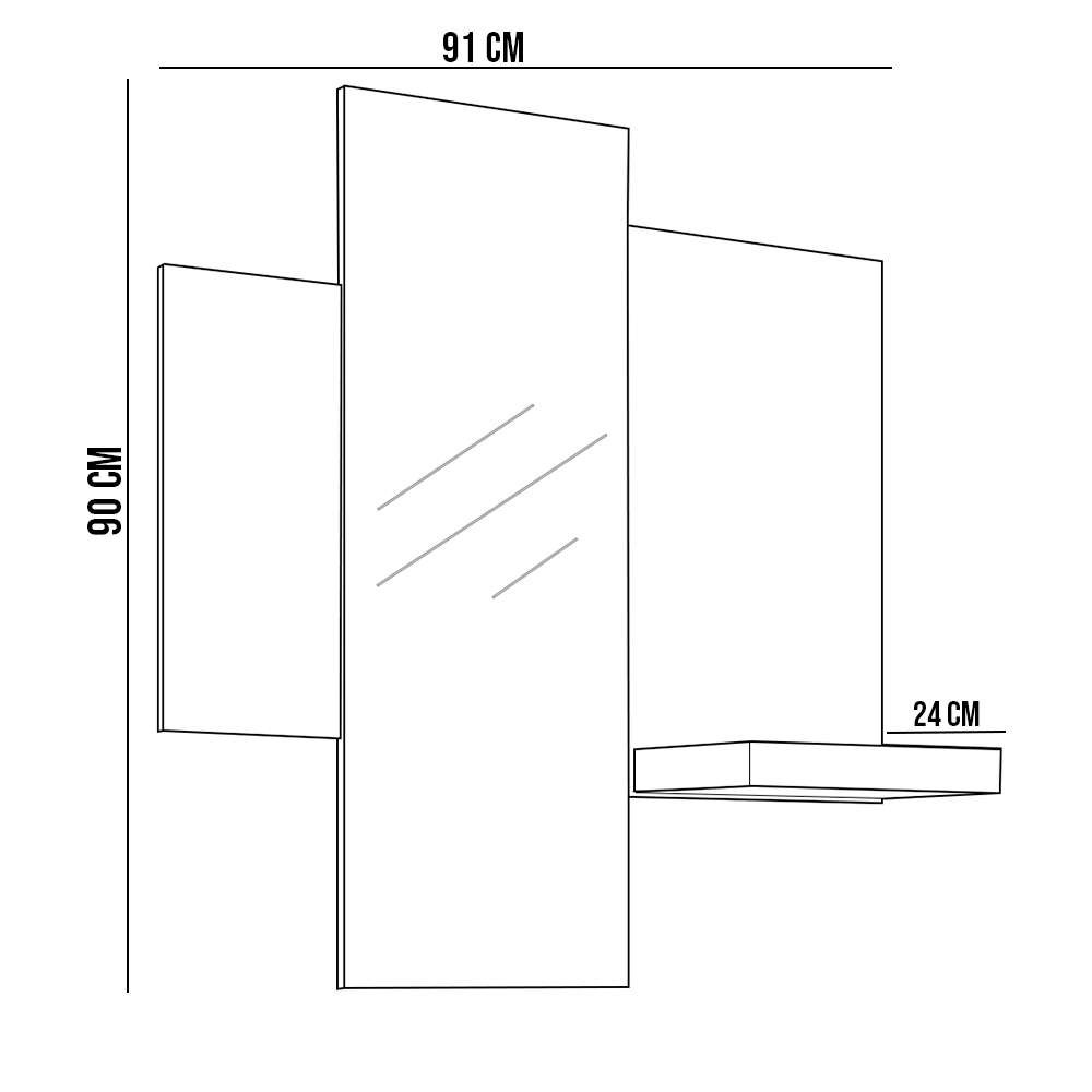 Kit Balcão Buffet Para Sala Estar Com Espelho Decorativo 91cm Atlanta N01 Ypê Off White - Lyam Decor