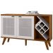 Kit Balcão Buffet Para Sala Estar Com Espelho Decorativo 91cm Atlanta N01 Ypê Off White - Lyam Decor