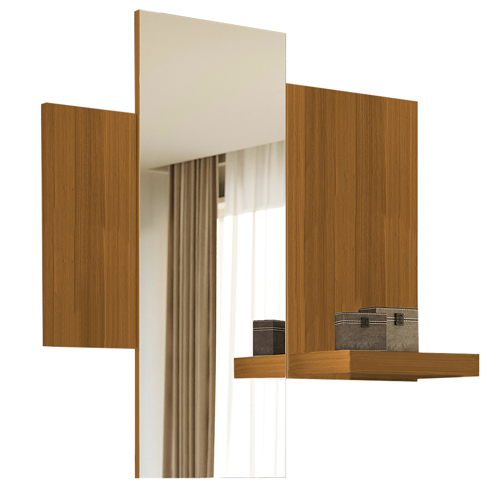 Kit Balcão Buffet Para Sala Estar Com Espelho Decorativo 91cm Atlanta N01 Ypê Off White - Lyam Decor