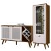 Kit Balcão Buffet Para Sala e Cristaleira Nicho Adega Led Atlanta N01 Imbuia Off White - Lyam Decor