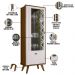 Kit Balcão Buffet Para Sala e Cristaleira Nicho Adega Led Atlanta N01 Imbuia Off White - Lyam Decor