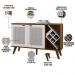 Kit Balcão Buffet Para Sala e Cristaleira Nicho Adega Led Atlanta N01 Imbuia Off White - Lyam Decor