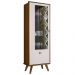 Kit Balcão Buffet Para Sala e Cristaleira Nicho Adega Led Atlanta N01 Imbuia Off White - Lyam Decor