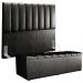 Kit Cabeceira Cama Box Casal 140cm Calçadeira Recamier Baú Dália W01 Couríssimo Preto - Lyam Decor
