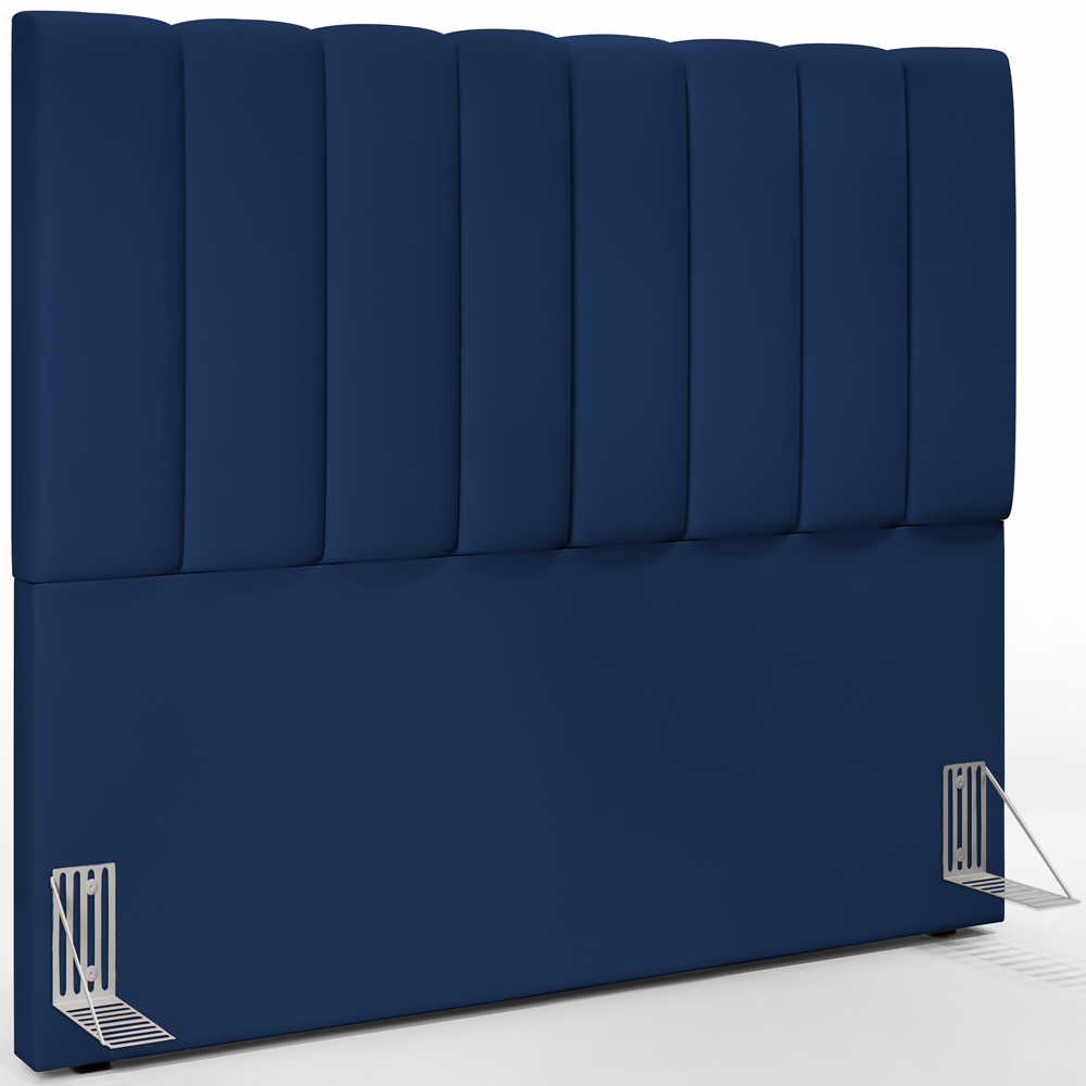 Kit Cabeceira Cama Box Casal 140cm Calçadeira Recamier Baú Dália W01 Suede Azul Marinho - Lyam Decor