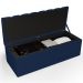 Kit Cabeceira Cama Box Casal 140cm Calçadeira Recamier Baú Dália W01 Suede Azul Marinho - Lyam Decor