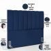 Kit Cabeceira Cama Box Casal 140cm Calçadeira Recamier Baú Dália W01 Suede Azul Marinho - Lyam Decor