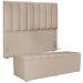 Kit Cabeceira Cama Box Casal 140cm Com Calçadeira Recamier Baú Dália W01 Suede Bege - Lyam Decor