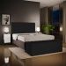 Kit Cabeceira Cama Box Casal 140cm Com Calçadeira Recamier Baú Dália W01 Suede Preto - Lyam Decor