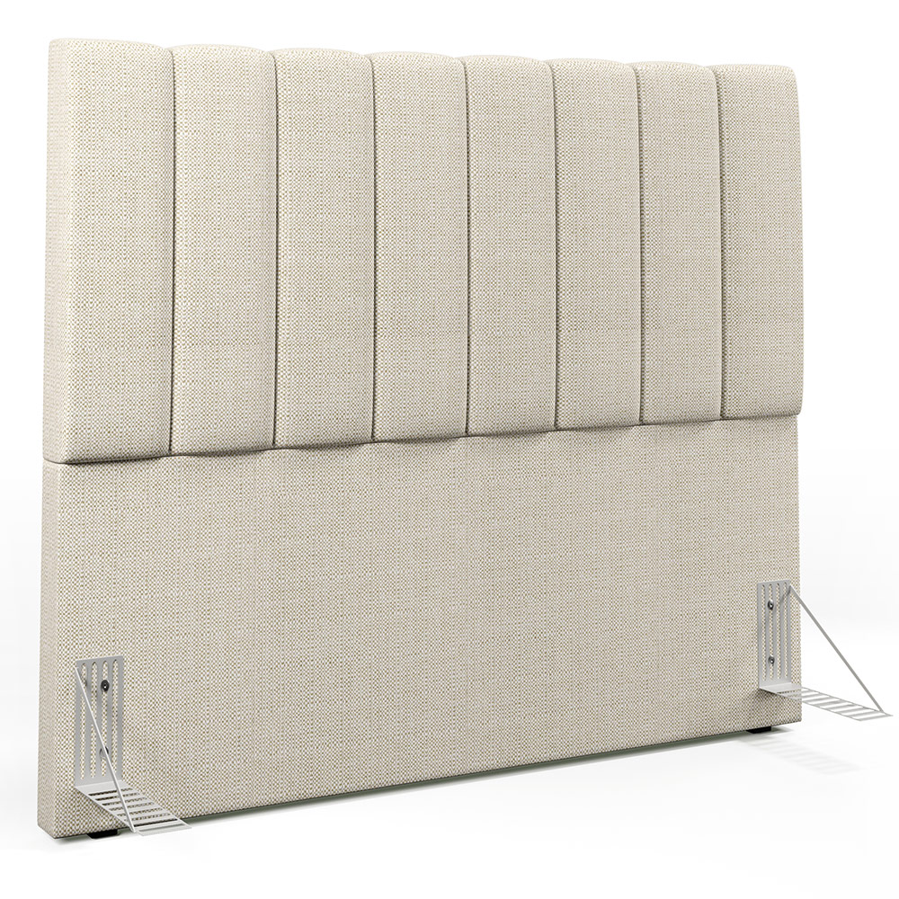 Kit Cabeceira Cama Box Casal 140cm E Calçadeira Recamier Baú Dália W01 Linho Champagne - Lyam Decor