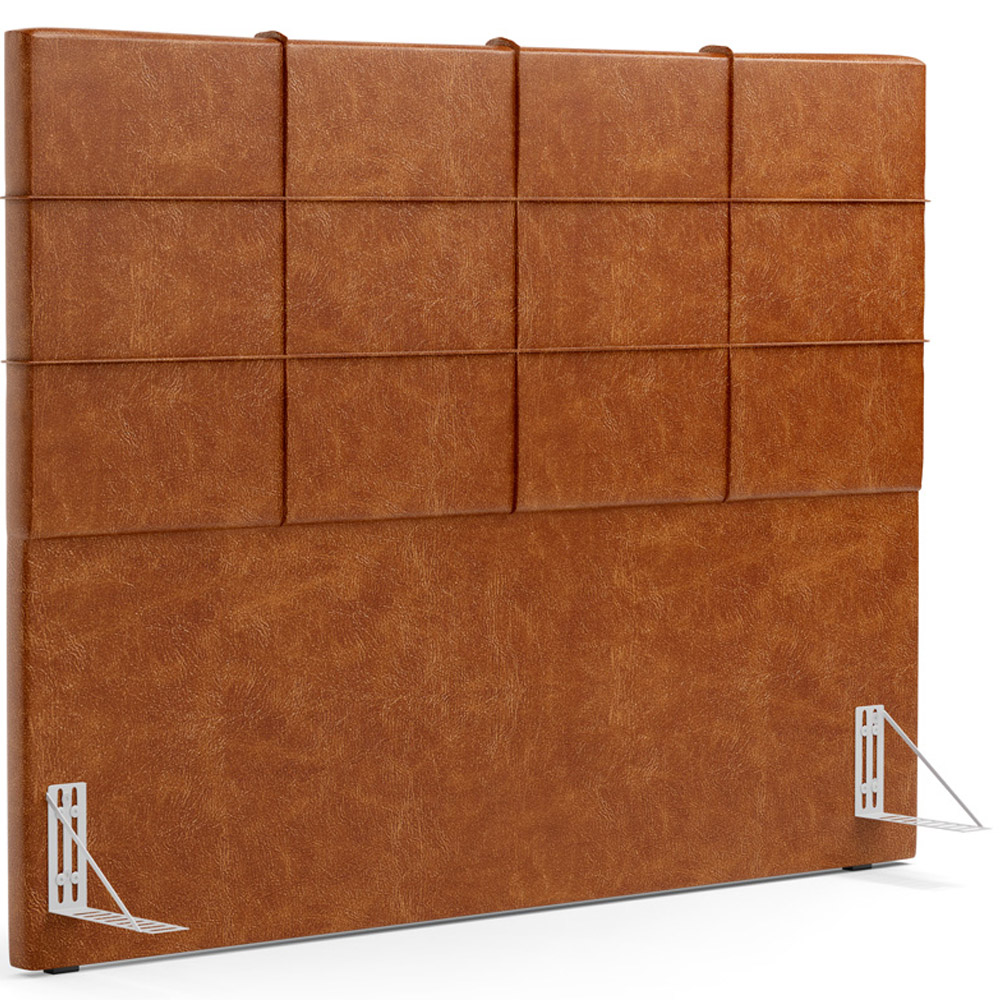 Kit Cabeceira Cama Box Casal 140cm com Calçadeira Roma W01 Couríssimo Camel - Lyam