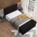 Kit Cabeceira Cama Box Casal 140cm com Calçadeira Roma W01 Couríssimo Preto - Lyam