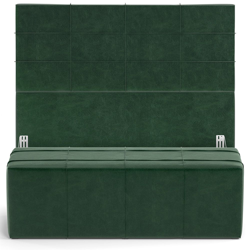 Kit Cabeceira Cama Box Casal 140cm com Calçadeira Roma W01 Couríssimo Verde - Lyam