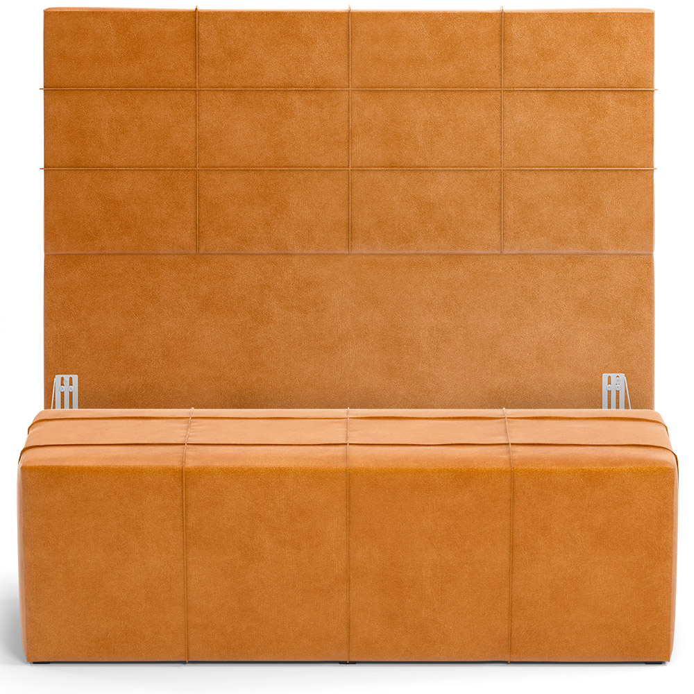 Kit Cabeceira Cama Box Casal 140cm com Calçadeira Roma W01 Couríssimo Whisky - Lyam