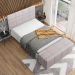 Kit Cabeceira Cama Box Casal 140cm com Calçadeira Roma W01 Linho Bege - Lyam