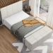 Kit Cabeceira Cama Box Casal 140cm com Calçadeira Roma W01 Linho Champagne - Lyam